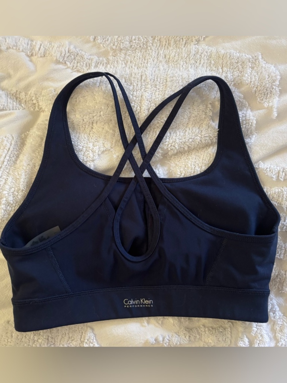 Calvin Klein Navy Floral Cross-Back Sports Bra & Leggings Set - Picture 5 of 12